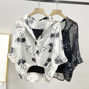 夏装雪纺衫吊带两件套2023女宽松蝙蝠袖上衣韩版显瘦短袖衬衫