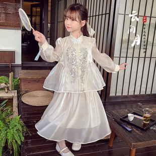 女童汉服公主裙夏装，2024儿童新中式超仙套裙，小女孩亮片连衣裙