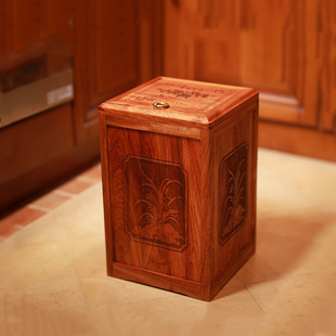 红木垃圾桶木质室内家用缅甸花梨实木茶水渣桶木制带盖新中式古典