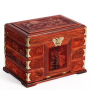红木首饰盒古典雕花收纳盒木质手，饰盒大红酸枝，木制梳妆镜装饰盒