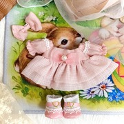 20cm厘米棉花娃娃毛绒玩具，夏日连衣裙发饰套装粉色装饰裙子