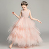 儿童走秀礼服粉色小花童蓬蓬纱公主裙婚礼主持人钢琴演出女童礼服