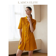LadySElite/慕裁 女衬衫裙2023常规短袖时尚高级感面包袖连衣裙