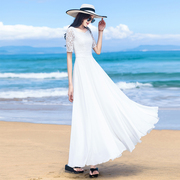 白色连衣裙女仙2024夏季气质雪纺长款大摆显瘦渡假沙滩长裙子