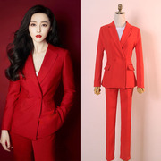 明星同款大红色修身显瘦西装韩版显瘦小西服，通勤职业ol套装女