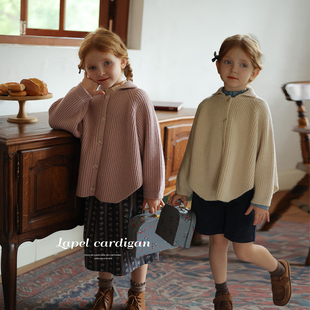 女童羊毛混纺韩系小众气质，针织开衫儿童春季洋气，针织衫宝宝毛衣