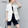 白色短袖小西装外套女春夏季薄款时尚休闲韩版气质中长款雪纺西服