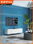 鹿皮绒壁纸北欧几何线条孔雀蓝，深蓝色咖啡蓝绿色客厅电视背景墙纸