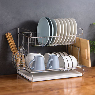 304不锈钢放碗架多功能厨房，台面双层碗架沥水架控碗筷碗碟收纳架