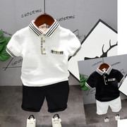 男童时尚套装洋气时髦夏季2022儿童短袖童装韩版T恤夏装polo