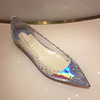 !水钻透明平底鞋女尖头，仙女风水晶鞋满天星银色单鞋婚鞋