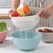 厨房加厚双层洗菜篮家用创意水果盘滴水筛大号蔬菜沥水筛米漏盆