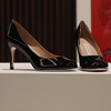 FANFANFANT 如履平地 CL85a 黑色漆皮高级圆头工作鞋 8.5CM高跟鞋