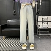 牛仔裤高腰直筒裤女夏季新显瘦时尚纯色长裤d#21