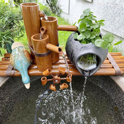 竹子陶罐流水过滤器鱼缸三合一吸粪便养鱼循环系统，瓷缸流水增氧器