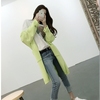 韩国时尚纯色开叉，柠檬黄显白中长款休闲针织毛衣开衫外套8142
