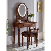 实木美式梳妆台镜子带灯书桌，一体小户型欧式影楼，卧室化妆桌