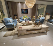 欧式实木新古典(新古典)家具时尚银灰白色，fb91沙发长茶几角几电视柜地柜