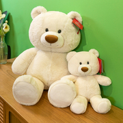 女生床上睡觉毛绒泰迪熊娃娃玩偶可爱白色小熊玩具抱抱熊公仔抱枕