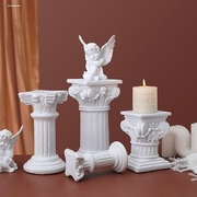 复古森林欧式天使罗马立柱，烛台经典建筑树脂，书橱摆件家居装饰道具