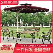 公园别墅庭院咖啡厅，休闲桌椅时尚，简约长排铁艺户外桌椅