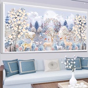 蒙娜丽莎十字绣2024客厅发财树，麋鹿风景欧式卧室，家用自己线绣