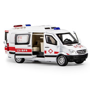 儿童仿真救护车玩具合金声光，回力可开门120急救汽车奔驰110警