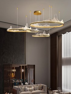 新中式客厅吊灯2022年北欧大气中国风简约现代山水餐厅茶室灯