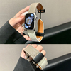 荔枝纹拼色真皮磁吸扣表带适于applewatch苹果手表iwatchs987男女
