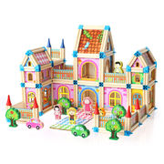 木丸子儿童积木玩具建筑制立体拼图木质拼插模型拼装房屋268粒建