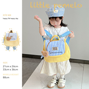 韩版儿童小书包幼儿园宝宝小背包，男女孩黄色绣线双肩包亲子(包亲子)妈咪包