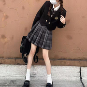 日系jk制服短款小西装外套2024秋春季学院风黑色长袖西服女潮