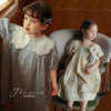 女童小众法式复古显白花边领连衣裙宝宝夏季纯棉，短袖公主裙长裙
