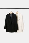 双排扣女西服外套，2024春夏韩版宽松长袖，设计感小众西装