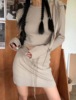 Vanna韩国西瓜家春季时尚背心连帽拉链外套+包臀短裙休闲套装