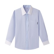 儿童中小学生校服衬衫长袖，春秋款英伦学院风，男童蓝白条纹衬衣纯棉