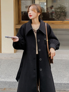 黑色大衣西装毛呢，外套女2023冬季中长款气质小个子加厚秋冬