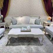 欧式实木雕花皮艺沙发法式中小户型客厅家具新古典轻奢家具组合