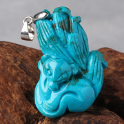 亲宝水晶湖蓝色高瓷天然凤凰石吊坠(石吊坠，)项链坠子饰品女礼物