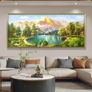 客厅装饰画纯手绘油画风景，山水风水装饰画简约欧美式金山聚宝盆画