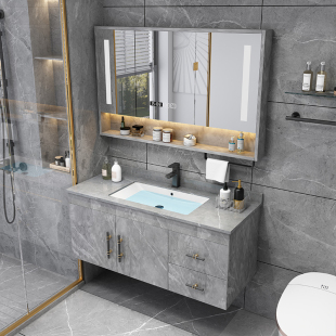 智能实木浴室柜组合现代简约卫生间，洗漱台洗手洗脸盆柜卫浴柜镜柜