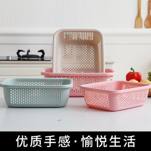 加厚耐用厨房洗菜篮，镂空水果盆沥水篮，家用塑料洗水果篮子大号果盘