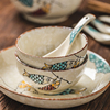 日式釉下彩餐具碗碟套装汤碗陶瓷碗家用饭碗面碗汤碗盘子菜盘创意