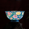 万花珐琅彩米饭碗高档金边中式家用高脚骨瓷大面碗景德镇陶瓷餐具
