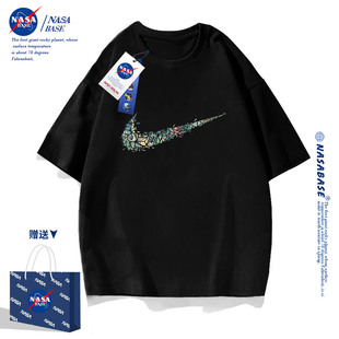 NASA联名潮牌短袖t恤男夏季2024纯棉宽松休闲青少年学生体恤