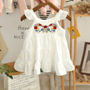 女童吊带裙韩范童装夏季婴儿，白色公主裙子，纯棉网红甜美宝宝连衣裙