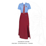大码胖mm设计感美式学院风，条纹衬衫+高腰半身裙两件套夏甜妹套装
