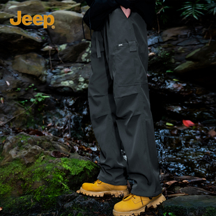 jeep吉普工装裤男春秋，直筒宽松登山裤，子男运动户外防水休闲冲锋裤