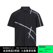 heliotemil北欧品牌夏季男士，不规则线条印花翻领口袋暗黑衬衫