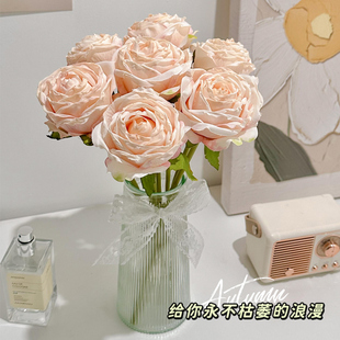 玫瑰仿真假花摆设永生干花花束，客厅餐桌房间卧室桌面装饰花艺摆件